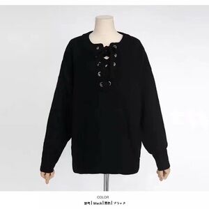 Black Lace-Up Women's Top